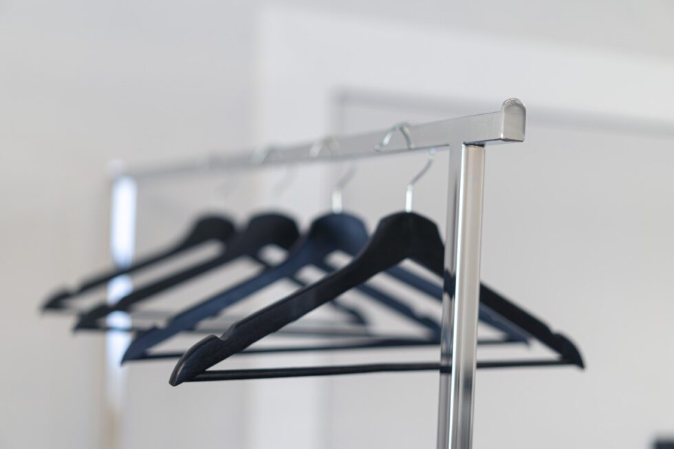 Landscape shot showcasing photography studio heavy duty clothing rack available during studio rentals